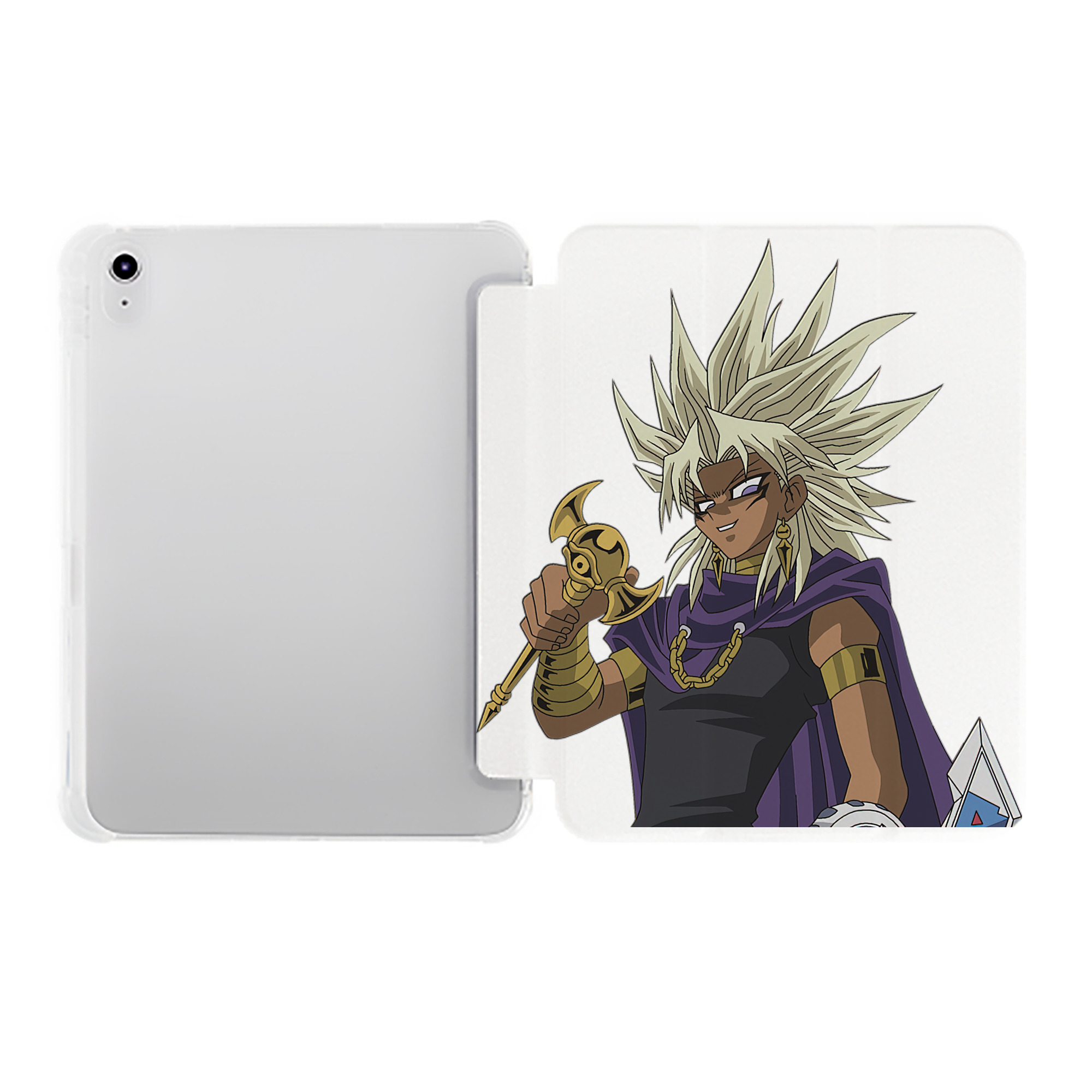 （画像用） 遊☆戯☆王 Yu-Gi-Oh! IPad ケース ペン収納付き 三つ折りスタンド PUレザー×シリコン 対応機種9.5/10.5/10.9インチ